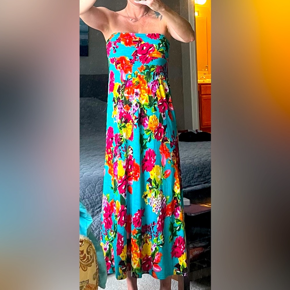 Diosa  flower print long Maxi Skirt Or Dress. Size Large Excellent Condition